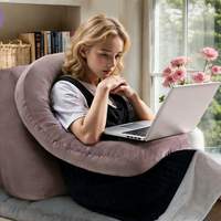 Canapé-lit ergonomique moderne en tissu tricoté, style dossier en U, une place, inclinable, rembourrage en fibre de polyester, gris, avec accoudoirs en tatami
