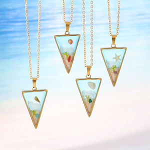 Collana di onde di mare in resina placcato oro 18k in acciaio inossidabile ciondolo collana geometrica da spiaggia per le donne regali Souvenir - Product Image 5