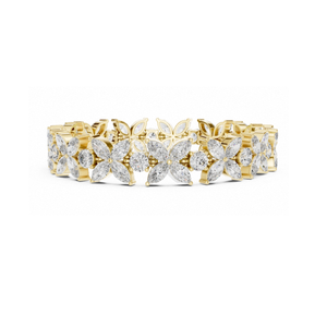 <b>Solid</b> Gold Marquise Diamond Floral <b>Bracelet</b> Featuring Lab Grown CVD HPHT Diamond Flower Tennis <b>Bracelet</b> Elegant Luxury - Product Image 2