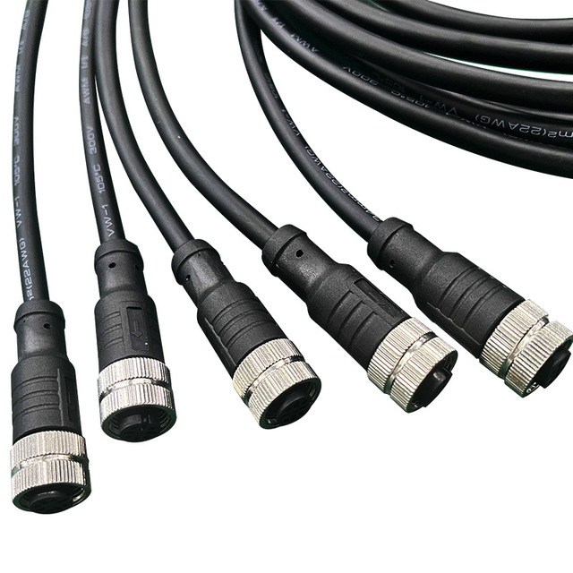 M12 Waterproof Connector Plug Flexible PVC Cable for Outdoor Security Electrical Device Automation Signal Transmission