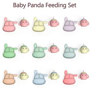 एमएचसी कार्टून पशु खाद्य ग्रेड पिल्ला सिलिकॉन फीडिंग सेट बेबी बाउल और प्लेट बच्चों की यात्रा बेबी फीडिंग नर्सिंग बेबी प्लेट सेट