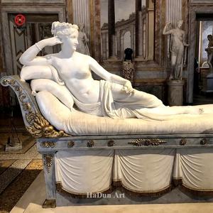 Pauline Bonaparte classique en marbre blanc de taille réelle comme Sculpture de statue de Vénus Virtics - Product Image 2