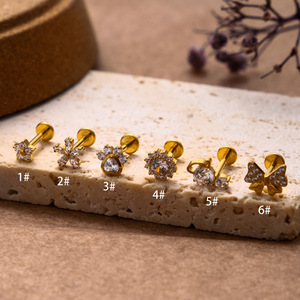 Nouveau style – Piercing de lèvre et d'oreille <span class=keywords><strong>en</strong></span> titane G23 incrusté de zircon, bijou de mode - Product Image 4