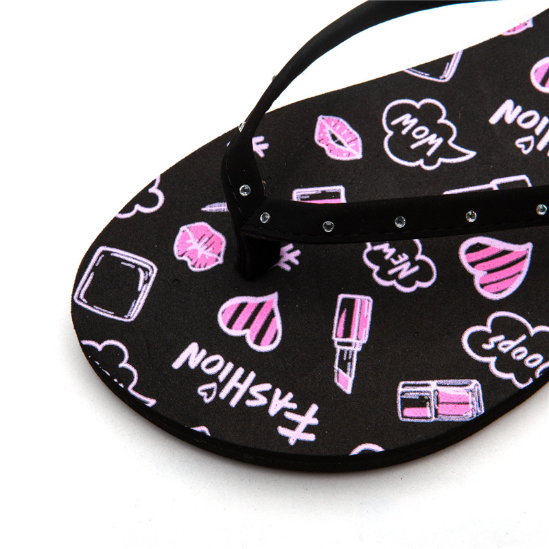 Summer Flat Beach Shoes Custom Printed Pattern Lady's Flip-flops Personality Slippers