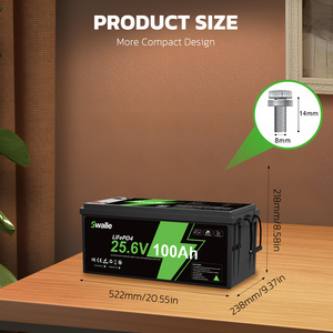 Batteries lithium-ion à décharge profonde 24 Volts 100Ah rechargeables LiFePO4 pour stockage d'énergie domestique, pack de batteries 25.6V 100Ah, stock UE - Product Image 2