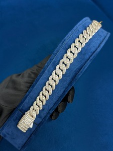 Calidad Premium 15MM VVS Moissanite redondo y Baguette diamante estilo Hip Hop joyería pulsera cubana disponible para cantidad a granel - Product Image 4