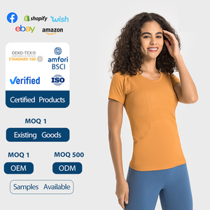 Camisetas de manga corta para mujer, prenda de vestir, con cuello redondo, estilo europeo y americano, para correr y hacer Yoga - Product Image 4