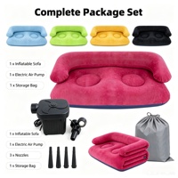 Canapé gonflable double avec accoudoirs et dossier, chaise de loisirs floquée pour 2 personnes, canapé gonflable portable pour tente extérieure