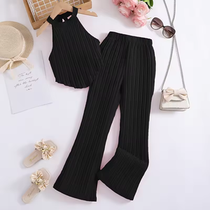 Ensembles de vêtements pour filles les plus vendus en 2025, ensembles de vêtements pour enfants, vêtements + pantalon, 6-12 ans, nouveau style élégant, tissu en coton, vêtements décontractés pour enfants - Product Image 2