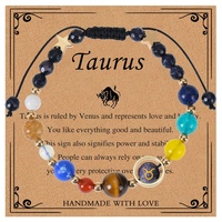 Bracelet tendance en pierre de grès bleue avec les douze constellations et les huit planètes, bracelet tissé avec les 12 signes du zodiaque avec carte
