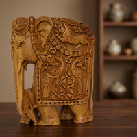 Statue d'éléphant en bois de santal sculptée, éléphant indien, décoration de la maison, Feng Shui, Art déco, cadeau d'anniversaire, décoration murale