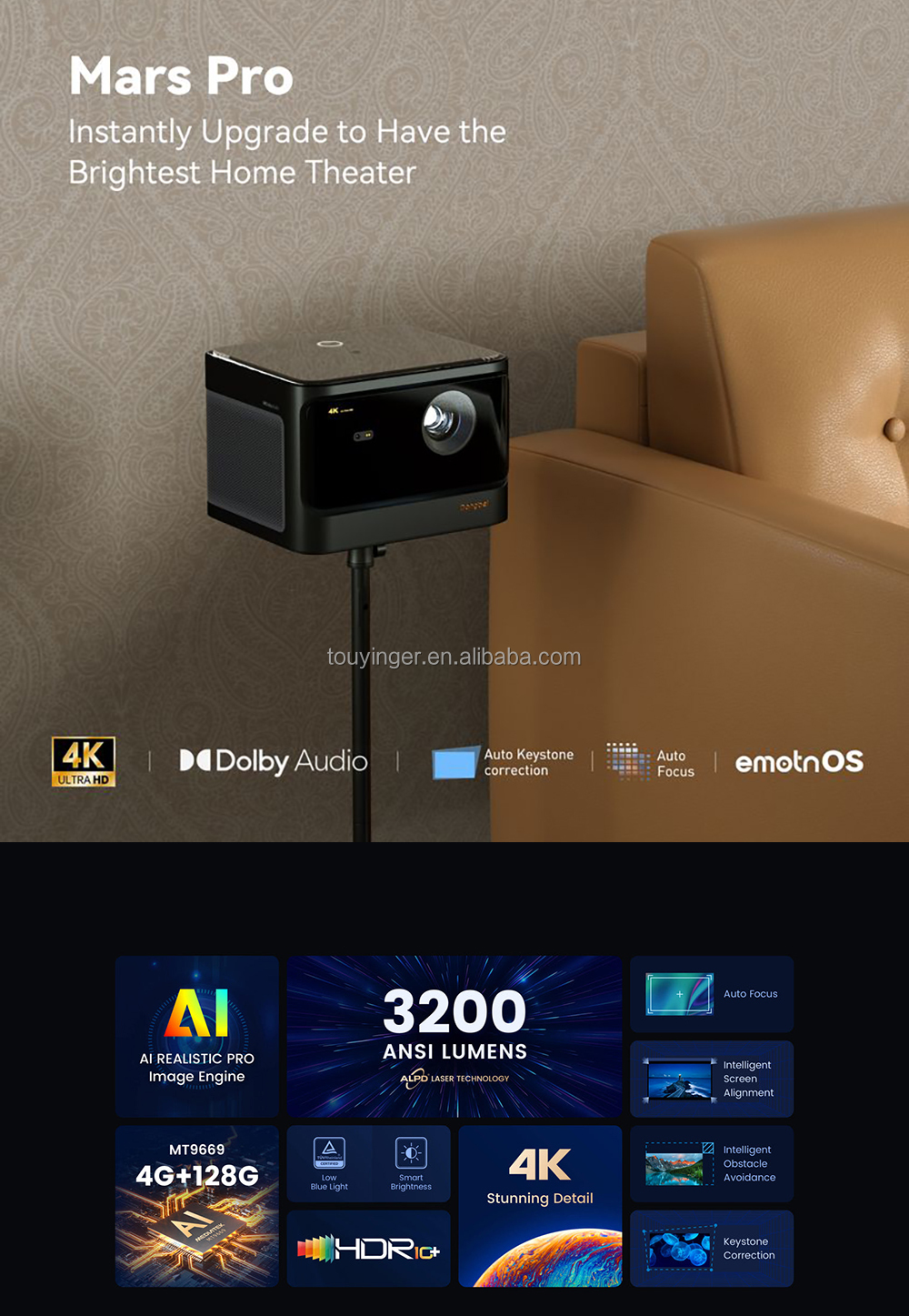 Dangbei Mars Pro UHDレーザー4Kプロジェクターホームビデオ