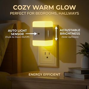 Hot Selling LED Plug In Night <b>Light</b> Dusk to Dawn <b>Light</b> <b>Sensor</b> 2700K Warm White US UK EU Plug OEM Custom <b>Indoor</b> Lighting - Product Image 6
