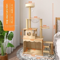 Structure d'escalade pour chat en bois massif intégrée avec armoire de rangement pour litière, design gain de place, lit pour chat de style capsule spatiale