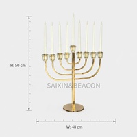Nouvelle conception de chandelier en or pour la décoration de table de mariage, 9 bras, chandelier en or