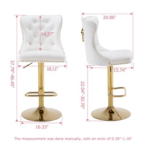 Zs Bar Chair Nordic Tall <b>Counter</b> Furniture Gold Metal Velvet <b>Back</b> Kitchen Leather High <b>Stool</b> Bar Chairs for Bar Table - Product Image 6