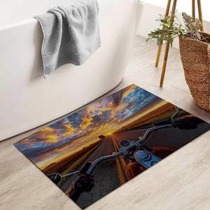 Sunset Motorcycle Ride <b>Door</b> <b>Mat</b> 17x29.5 Inch Handmade Non-Slip Farmhouse Style <b>Indoor</b> Outdoor Rug for Entryway Home Decor - Product Image 1