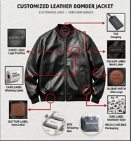 Blouson Bomber en Cuir Véritable pour Homme, Col Côtelé, Fermeture Éclair, Manches Raglan, Manteau Décontracté, Vêtement d'Extérieur Coupe-Vent, Logo Personnalisé