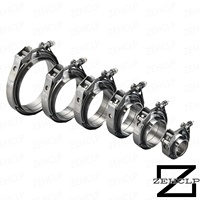 Collier de serrage à bande en V à dégagement rapide en acier inoxydable 304 poli miroir, anti-fuite, avec boulon en T pour tuyau d'échappement turbo, 2,36 pouces, robuste