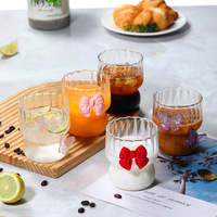Mug en verre avec nœud mignon, style japonais, grande capacité, design esthétique, verre à boire avec ruban pour adultes, cadeau