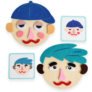 Jeu éducatif de puzzle facial en bois et feutre pour enfants et tout-petits, pour développer les expressions et les sentiments, Qiaike - Product Image 3