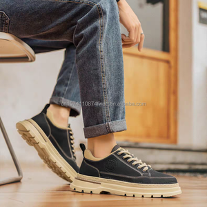 Bottes en cuir microfibre rétro pour hommes, imperméables et antidérapantes à lacets, bottes texanes pour hommes - Product Image 2