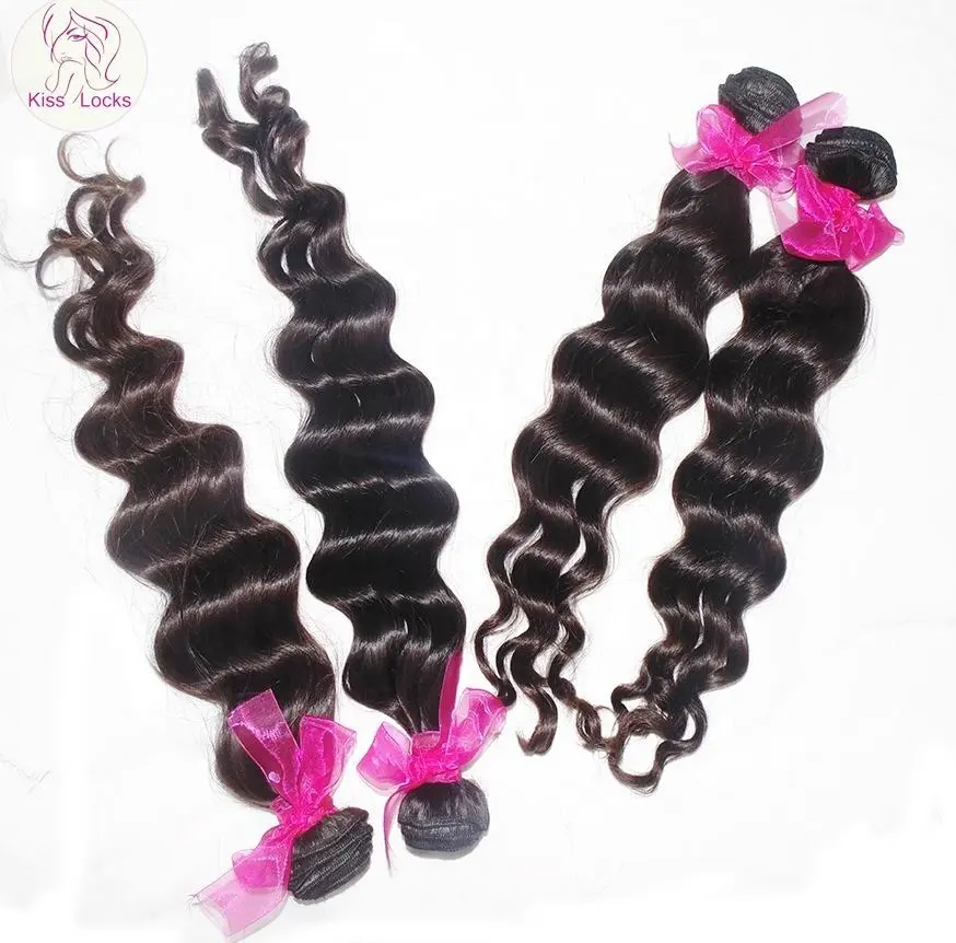 Malaysian Cuticle aligned Virgin Human Hair bundles extension Deep Loose Wave Natural Style