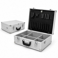 Boîte de transport d'outils en aluminium argenté personnalisée par un fabricant chinois, étui de rangement rigide en aluminium avec séparations réglables