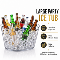 Seau à glace en plastique PET de 12 L, grand bac à champagne, refroidisseur de boissons, bac à glace pour le stockage des boissons, avec poignées, pour le camping, les fêtes, la bière