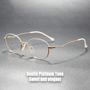 Monture de <span class=keywords><strong>lunettes</strong></span> de vue ovale ultra-légère en métal de haute qualité pour femmes, design élégant et compact, idéale pour les femmes d'affaires - Collection 2026 - Product Image 4