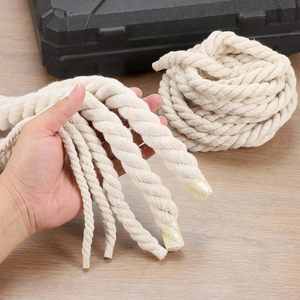 Cordon en coton tressé torsadé 3 brins, 6 mm, beige, enduit, robuste, pour macramé, vêtements, chaussures, suspensions murales, porte-plantes, corde à <span class=keywords><strong>linge</strong></span> - Product Image 4