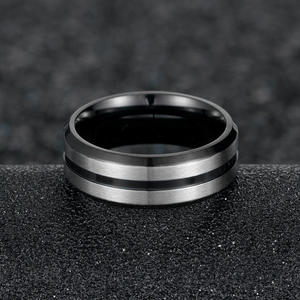 Men's Titanium Steel <b>Ring</b> 8mm Wide Brushed Matte Double Bevel Geometric Design Gift Jewelry - Product Image 3