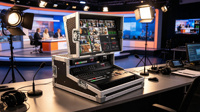 Flight Case X-BASON pour Blackmagic ATEM Television Studio Pro avec support VESA 100x100 mm pour moniteur et insert en mousse.