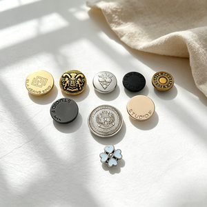 Metal Round <b>Buttons</b> With Embossed Logo Nickel-Free Plated Classic Design 4-Holes <b>Button</b> Decorative Fashion Accessory - Product Image 3