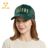 Casquette de sport OEM personnalisée de haute qualité à 5 panneaux avec logo brodé 3D, en maille, fermeture snapback, Corras Peacock Blue Velvet Oxford Leopard Dot