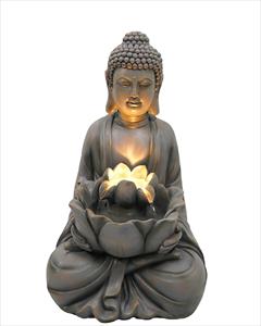 <span class=keywords><strong>Fontaine</strong></span> d'eau de jardin <span class=keywords><strong>Bouddha</strong></span> en résine avec éclairage LED <span class=keywords><strong>solaire</strong></span>, installation facile - Product Image 3