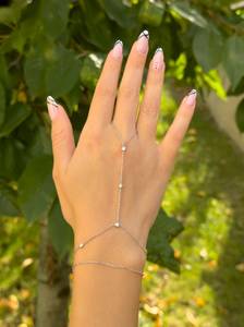 Nuevo brazalete multicapa, cadena esclava, cuentas, enlace entrelazado, anillos de dedo, arnés de mano, pulseras, Color dorado y plateado <span class=keywords><strong>para</strong></span> mujer, joyería - Product Image 5