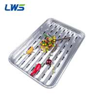 Récipient rond et rectangulaire en plastique perforé jetable de plateau de gril de BBQ de feuille d'aluminium de pp pour l'emballage de cuisson de fruit de nourriture