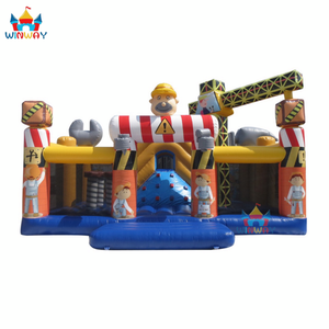 Château gonflable commercial en PVC sur le thème des ouvriers du bâtiment, 0,55 mm, 8x4x3,5 m, capacité 5-10 personnes, facile à installer - Product Image 6