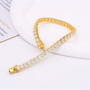 Bracelet Tennis en Moissanite Plaqué Or Jaune de 6 à 9 Pouces, en Argent Sterling 925 de Haute Qualité avec Certificat GRA, Bijoux pour Hommes Style Hip Hop - Product Image 1