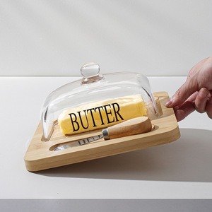 <span class=keywords><strong>Plateau</strong></span> de service haut de gamme <span class=keywords><strong>en</strong></span> bambou pour fromages et desserts, planche à pain créative avec couvercle pour beurre et spatule, idéal pour la cuisine - Product Image 4