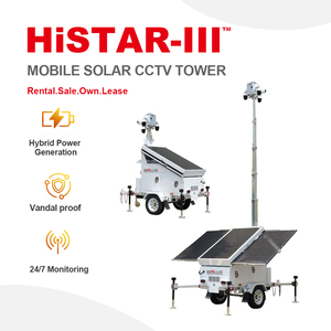Cámara PTZ con Mástil Eléctrico Solar BIGLUX <span class=keywords><strong>HiSTAR</strong></span> de 9m, 3 Paneles Solares de 450W, IP65 Impermeable, Batería de Gel de 14400Wh para Monitoreo - Product Image 1