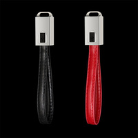 Llavero con Logotipo Personalizado, Cable de Datos USB Tipo-C/Micro-USB con Trenzado de Cuero PU, Cordón, Carga Rápida de 2A, Regalo Promocional Empresarial