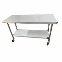 Table de travail de préparation de cuisine en acier inoxydable détachable OEM avec roues de table de travail mobile établi de cuisine commerciale utilisation d'hôtel