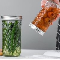 Bocal Mason avec couvercle Cannette en verre Résistant aux hautes températures Facile à nettoyer Miel Stockage des aliments Bocal scellé