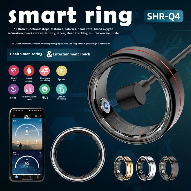 R04 Smart Ring Heart Rate Tracker Blood Oxygen Sleep Monitoring for Android IOS
