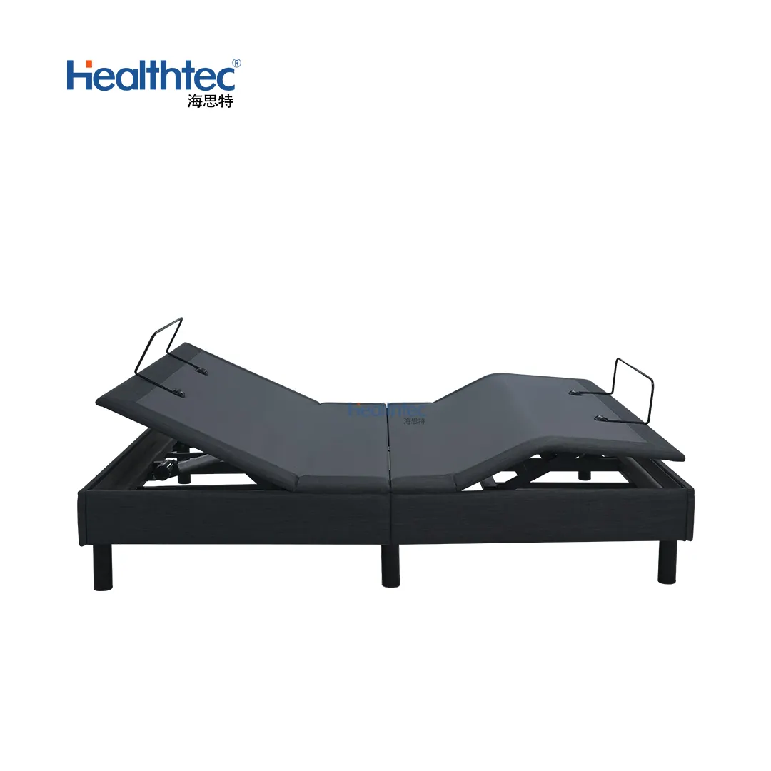 Healthtec Fabriek Groothandel Kingsize Draagbare Bedbodems Frame Senior Smart Elektrisch Verstelbaar Bed