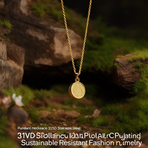 Collier pendentif en acier inoxydable 316L plaqué or PVD, bijoux durables et résistants, tendance - Product Image 3