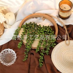 Artificial Plant Wooden Hanging Basket For Home <b>Wall</b> <b>Decoration</b> Storage <b>Flower</b> Pot With High Simulation Feature - Product Image 2
