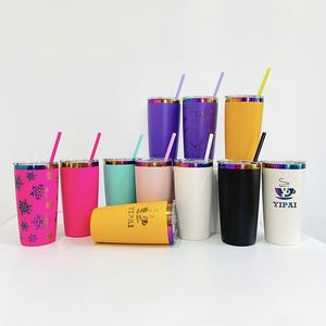 25 Pack Custom logo Valentine's Gifts Powder Coated Vacuum <b>Insulated</b> rainbow Plated 20oz Tumbler <b>Cups</b> for Laser Engraving - Product Image 2